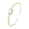 Cubic Zirconia Rectangle Open Cuff Bangle BJEW-G651-05G-04-3