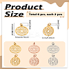 6Pcs 3 Colors PVD Vacuum Plating 304 Stainless Steel Pendants STAS-LP0004-34-2