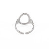Non-Tarnish 304 Stainless Steel Open Oval Wide Cuff Ring for Women RJEW-S405-167P-2