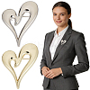 2Pcs 2 Colors Alloy Heart Brooch Pin JEWB-CP0001-61-1