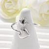 304 Stainless Steel Heart Cuff Rings for Women RJEW-A063-01D-P-4