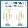 4Pcs 2 Styles Brass Micro Pave Clear Cubic Zirconia Earring Hooks KK-TA0003-30-3