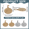2Pcs 2 Colors 304 Stainless Steel Pendants STAS-LP0003-92J-2