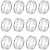 12Pcs Stainless Steel Grooved Finger Ring Settings STAS-UN0038-94B-1