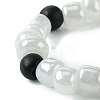 Round Synthetic Turquoise with Glass Seeded Beaded Stretch Rings for Women RJEW-JR00707-02-4