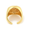 Rack Plating Octagon Brass Micro Pave Clear Cubic Zirconia Cuff Finger Rings RJEW-C103-04G-3