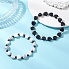 2Pcs Natural Howlite & Black Onyx Beaded Stretch Bracelets for Couple BJEW-JB13371-1