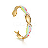 304 Stainless Steel Enamel Cuff Bangles for Women WGADC4F-01-2