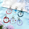 Glass Star & Alloy Bowknot Pendant Decoration HJEW-YW00071-01-4