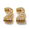 Rack Plating Number Brass Micro Pave Clear Cubic Zirconia Silde Charms KK-A231-13C-1