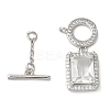 Brass Micro Pave Clear Cubic Zirconia Toggle Clasps KK-N254-87P-2