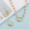 Brass Micro Pave Cubic Zirconia Screw Carabiner Lock Charms ZIRC-F105-03G-6