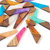 16Pcs 8 Colors Resin & Wood Pendants WOOD-TA0002-70-2