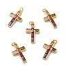 Cross Brass Micro Pave Colorful Cubic Zirconia Pendants KK-G419-29G-1