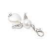 Heart Angel Glass Pearl & ABS Plastic Imitation Pearl Pendant Decorations HJEW-JM03565-02-4