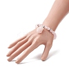 Round Natural Rose Quartz Beaded Stretch Bracelet with Nuggets Charms for Women BJEW-JB09316-02-3