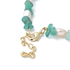 Brass Bicone & Natural Pearl & Green Aventurine Chip Beaded Bracelet Making KK-F892-21G-3