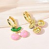 Brass & Enamel Hoop Dangle Earrings for Women EJEW-A167-20G-01-3