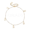 3Pcs 3 Styles Round ABS Imitation Pearl Beads & 304 Stainless Steel Link Chain Moon Star Cross Tassel Anklets for Women AJEW-AN00738-4
