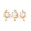 Brass Pave Clear Cubic Zirconia Flat Round Connector Charms KK-H538-21B-G-1