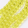 1Strand Yellow Transparent Crackle Glass Round Beads Strands X-CCG-Q001-6mm-04-1