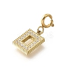 Rectangle 304 Stainless Steel Rhinestone Pendant Decorations STAS-H202-15G-2