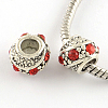 Barrel Antique Silver Plated Metal Alloy Rhinestone European Beads ALRI-Q228-02A-1