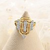 Brass Micro Pave Clear Cubic Zirconia Open Cuff Rings for Women Men KK-B124-12GP-2