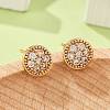 Brass Micro Pave Clear Cubic Zirconia Stud Earrings for Women EJEW-G428-25G-02-3