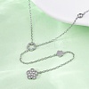 304 Stainless Steel Crystal Rhinestone Flower Y Necklaces NJEW-R026-18P-3