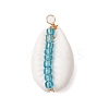 42Pcs 42 Styles Natural Cowrie Shell & Glass Seed Beads Pendants PALLOY-JF02759-4