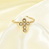 304 Stainless Steel Crystal Rhinestone Cuff Rings for Women RJEW-G338-03G-3