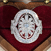 Brass Micro Pave Cubic Zirconia Finger Rings for Women FS-WGE2DD0-02-3