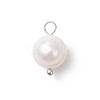 Natural Cultured Freshwater Pearl Round Charms PALLOY-JF04193-02-3
