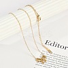 Ion Plating(IP) 304 Stainless Steel Bowknot Pendant Cable Chain Necklaces for Women NJEW-P320-12B-G-1