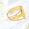 Rhombus with Evil Eye 304 Stainless Steel Cuff Finger Rings RJEW-V002-02G-4