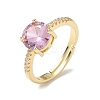 Brass & Round Cubic Zirconia Finger Rings CU-CBA7E55-19G-01-4