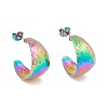 Ion Plating(IP) 304 Stainless Steel Chunky C-shape Stud Earrings EJEW-P198-13MC-1