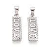 925 Sterling Silver Micro Pave Clear Cubic Zirconia Heart Hamsa Hand Pendants STER-N016-101P-1