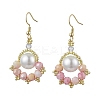 Paw Print Imitation Pearl & Glass Seed Beads Dangle Earrings EJEW-MZ00386-01-2