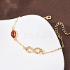 Sports Brass Micro Pave Cubic Zirconia Infinity Link Bracelets BJEW-D386-01C-G-1