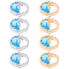 8Pcs 2 Colors Brass Sky Blue Cubic Zirconia Connector Charms KK-BBC0018-19-1