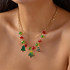 Christmas Alloy Enamel & Rhinestone & Glass Pendant Bib Necklaces FS-WGCF3BB-01-1