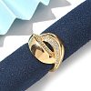 Brass Micro Pave Clear Cubic Zirconia Cuff Finger Rings for Women RJEW-B112-01G-1