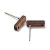 Walnut Wooden Stud Earrings Findings EJEW-B060-02B-2