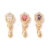 Golden Brass Micro Pave Clear Cubic Zirconia Ice Pick Pinch Bails KK-B100-049G-1