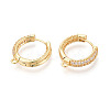 Brass Micro Pave Clear Cubic Zirconia Hoop Earring Findings KK-N276-20G-2