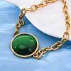 304 Stainless Steel Flat Round Link Bracelets BJEW-A036-10G-02-3