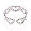 Non-Tarnish 304 Stainless Steel Open Heart Wrap Cuff Ring for Women RJEW-S405-194P-3