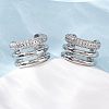 Brass Micro Pave Clear Cubic Zirconia Cuff Earrings EJEW-H158-23P-2